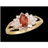 Image 1 : 10KY Gold Dainty Garnet/Diamond Ring