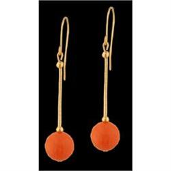 14KY Gold (not plated) Coral Dangling Earrings