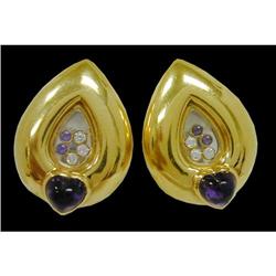 Happy Chopard 14k Yellow Cabachon Floating Earring