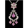 Image 1 : 14KW Gold Pink Sapphire/Diamond Dangle Pendant