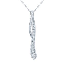 Natural 0.50 CTW Diamond Necklace 14K White Gold - REF-63M2F