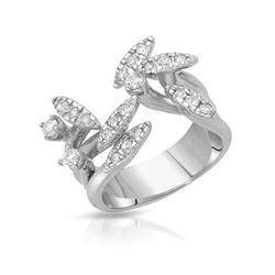 Natural 0.51 CTW Diamond Ring 18K White Gold - REF-154Y8N