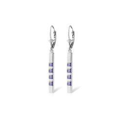 Genuine 0.70 ctw Tanzanite Earrings 14KT White Gold - REF-59P5H