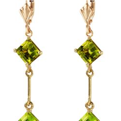 Genuine 3.75 ctw Peridot Earrings 14KT Yellow Gold - REF-30R6P