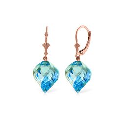 Genuine 27.85 ctw Blue Topaz Earrings 14KT Rose Gold - REF-74N9R