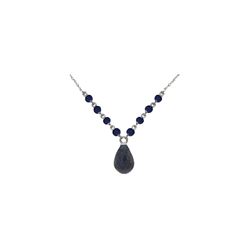 Genuine 15.8 ctw Sapphire Necklace 14KT White Gold - REF-37V2W