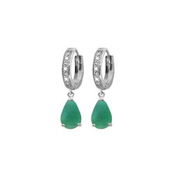 Genuine 2.03 ctw Emerald & Diamond Earrings 14KT White Gold - REF-69V7W