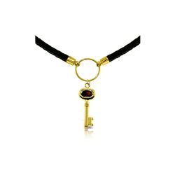 Genuine 0.50 ctw Garnet Necklace 14KT Yellow Gold - REF-65Z8N