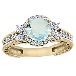 1.46 CTW Aquamarine & Diamond Ring 14K Yellow Gold - REF-76V9R