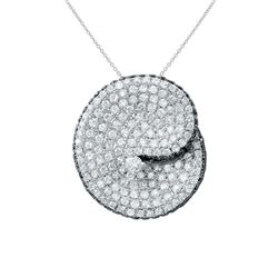 Natural 2.38 CTW Diamond & Black Round Diamond Necklace 14K White Gold - REF-216R2K