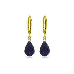 Genuine 17.7 ctw Sapphire & Diamond Earrings 14KT Yellow Gold - REF-42N6R