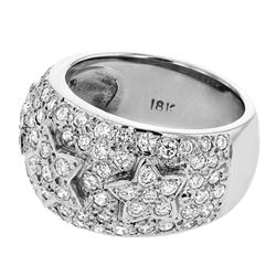 Natural 1.72 CTW Diamond Ring 18K White Gold - REF-222R3K