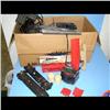 Image 1 : Box of Train Track,  Parts, etc. Train Track, helicopter, transformer, ets.