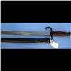 Image 1 : Bayonet & Scabbard Wood & Steel Grip signed 14500 with a triple interlinking circle emblem on blade