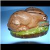 Image 2 : Cast Iron Mechanical Rabbit in Cabbage Patch Bank Excellent condition.  Weight 1lb.    No coin trap.