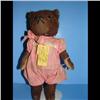 Image 1 : Teddy Bear  w/ Glass Eyes Circa 1910, Fully Jointed Straw Filled Teddy Bear with original clothes, g