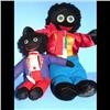 Image 1 : 2 Golliwogs 2 Golliwogs  measuring 20" and 13" one with a red scarf and red & yellow shirt the other