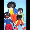 Image 1 : 4 Early Golliwogs 4 Early Golliwogs measuring 13", 12" and two at 17".  Wearing 2 with Blue Coats, 1