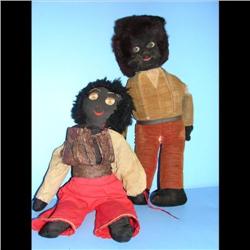 2 Early Golliwogs Two early Golliwogs 19" Boy Golly and 19" Girl Golly.  Good condition.  Weight 2 l