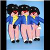 Image 1 : Group of 3 Golliwogs Group of Three matching golliwogs with original tags,  all dressed in blue jack