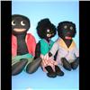 Image 1 : 3 Early Golliwogs Group of Three early golliwogs 2 @18" and one 16".  Wearing one with Red Jacket, o