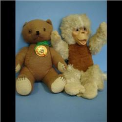 Chinese Bear & Monkey Jointed Chinese Bear 14  tall and 19  Monkey.  Very good condition.  weight 1 