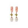Image 1 : Genuine 9.5 ctw Pearl & Citrine Earrings 14KT Rose Gold - REF-53W2Y