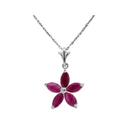 Genuine 1.40 ctw Ruby Necklace 14KT White Gold - REF-30V7W