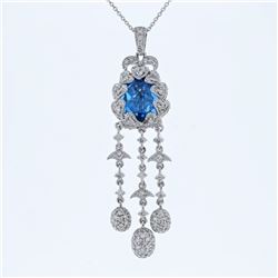 Natural 5.91 CTW Topaz & Diamond Necklace 18K White Gold - REF-192M6F