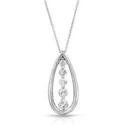 Natural 1 CTW Diamond Necklace 14K White Gold - REF-168M3F