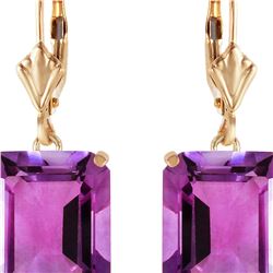 Genuine 13 ctw Amethyst Earrings 14KT Yellow Gold - REF-54W2Y