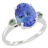 2.63 CTW Tanzanite & Green Sapphire Ring 10K White Gold - REF-57H2M