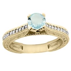 0.57 CTW Aquamarine & Diamond Ring 14K Yellow Gold - REF-54A4X