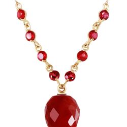 Genuine 14 ctw Ruby Necklace 14KT Yellow Gold - REF-42H2X