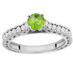 0.75 CTW Peridot & Diamond Ring 14K White Gold - REF-62K3W