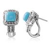 Image 1 : Natural 3.17 CTW Turquoise & Diamond Earrings 14K White Gold - REF-77N4Y
