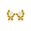 Image 1 : Genuine 3.25 ctw Pearl & Citrine Earrings 14KT Yellow Gold - REF-30P2H
