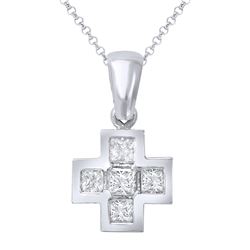 Natural 0.81 CTW Princess Diamond Necklace 18K Gold - REF-99F9M