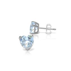 Genuine 3.25 ctw Aquamarine Earrings 14KT White Gold - REF-28X5M