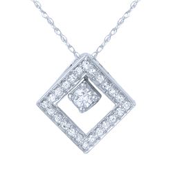 Natural 0.25 CTW Diamond Necklace 14K White Gold - REF-40N5Y