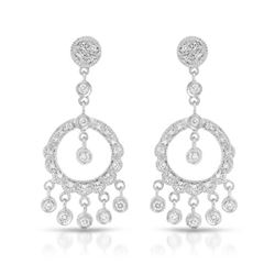 Natural 0.60 CTW Diamond Earrings 18K White Gold - REF-105T3X