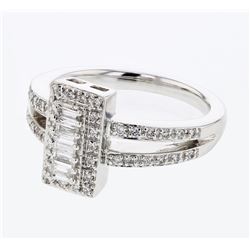 Natural 0.46 CTW Baguette & Diamond Ring 14K White Gold - REF-93W6H