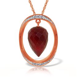 Genuine 13.1 ctw Ruby & Diamond Necklace 14KT Rose Gold - REF-122F8Z