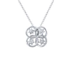 Natural 0.14 CTW Diamond Necklace 14K White Gold - REF-27F9M