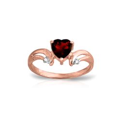 Genuine 1.26 ctw Garnet & Diamond Ring 14KT Rose Gold - REF-42V2W