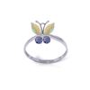 Image 1 : Genuine 0.70 ctw Opal & Tanzanite Ring 14KT White Gold - REF-31V6W