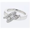 Image 1 : Natural 0.59 CTW Baguette & Diamond Ring 18K White Gold - REF-138T6X