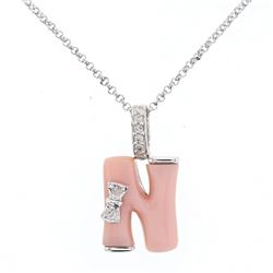 Natural 1.92 CTW Opal & Diamond Necklace 14K White Gold - REF-29T7X