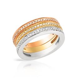 Natural 0.79 CTW Diamond Ring 14K Tri-Color Gold - REF-116N3Y