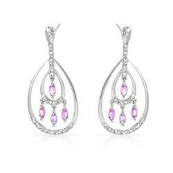 Natural 1.16 CTW Pink Sapphire & Diamond Earrings 14K White Gold - REF-70W2H